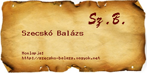 Szecskó Balázs névjegykártya