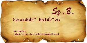 Szecskó Balázs névjegykártya